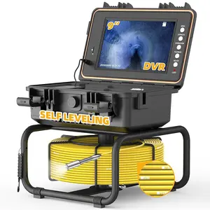 Self-Leveling Sewer Camera with Meter Marking, 9'' IPS Screen, HD 1080P Resolution, 5100mAh Battery, 100ft 5mm Cable Sewer Drain Video Inspection Camera with DVR Recorder and 32GB SD Card