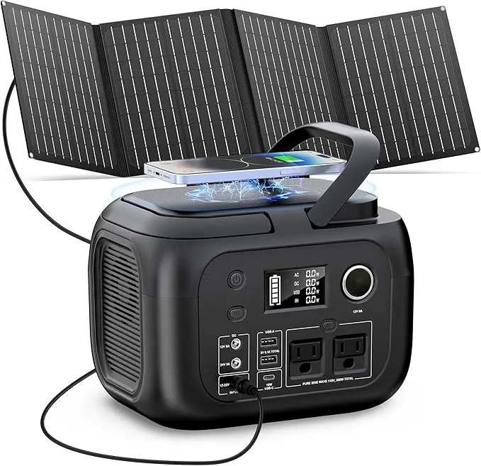 portable solar energy generator BLAVOR Portable Power Station 1600W (Peak 3200W), Built-in Solar Panel, 1024Wh LiFePO4 Battery, 100W USB-C Fast Charge, Solar Generator for Home