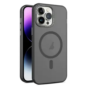 For iPhone 15 Pro MagSafe Frosted Translucent Mist Phone Case(Black)