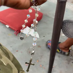 Colorful Crystal Beads Rosary Necklaces Cross Pendant Catholic Religious Necklaces for Men Women Jewelry Gift Long Chain