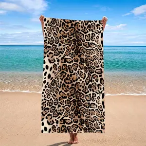 Leopard Print Microfiber Beach Towel, Super Large Quick Dry Absorbent Bath Towel, Perfect for Pool Travel Spa, Luxury Digital Print Design
