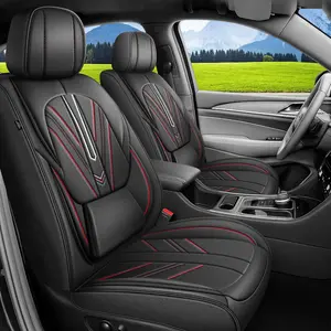 Universal Full Set Auto Seat Covers with Cushions - 2/5-Seat, 5-Layers Waterproof PU Leather Protectors, Airbag Safe, Easy Install, Pockets Included Interior Kit for Mazda, Car Seat Cushions fathersdaygift
