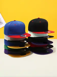 Unisex Color-Matched Hip-Hop Flat-Brimmed Cap, Adjustable Breathable Fitted Baseball Cap, Street Style for Men & Women, Daily Outdoor Use, Adjustable Hat