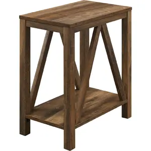 Walker Edison Wood-Framed Modern Accent Side Table - Narrow MDF A-Frame, Rectangular Tabletop, Sturdy Base, 2-Tier Lower Shelf, Reclaimed Barnwood Finish, 2-Tier End Table, Modern Accent Table, 2-Tier End Tables