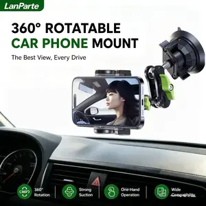 LanParte 360° Rotating Suction Cup Car Phone Mount | 2026 New Upgrade, Super Strong Suction, Anti-Shake, Heat Resistant, No Residue, Dashboard & Windshield, Fits iPhone 16/15/14, Samsung,  Adjustable Holder for Uber Lyft Truckers Road Trips,
