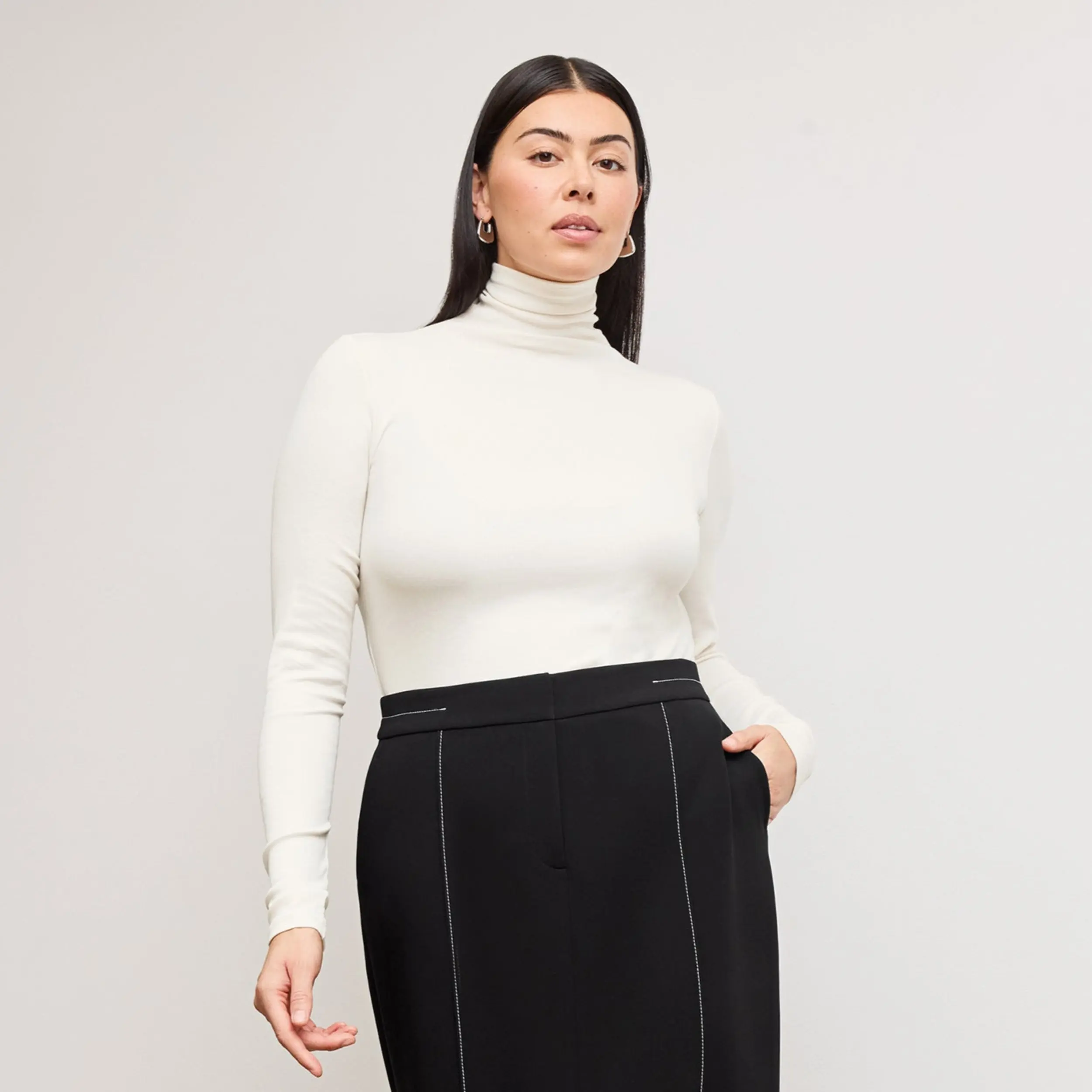 Axam Layering Turtleneck - Organic Ribbed Pima Cotton :: Ivory