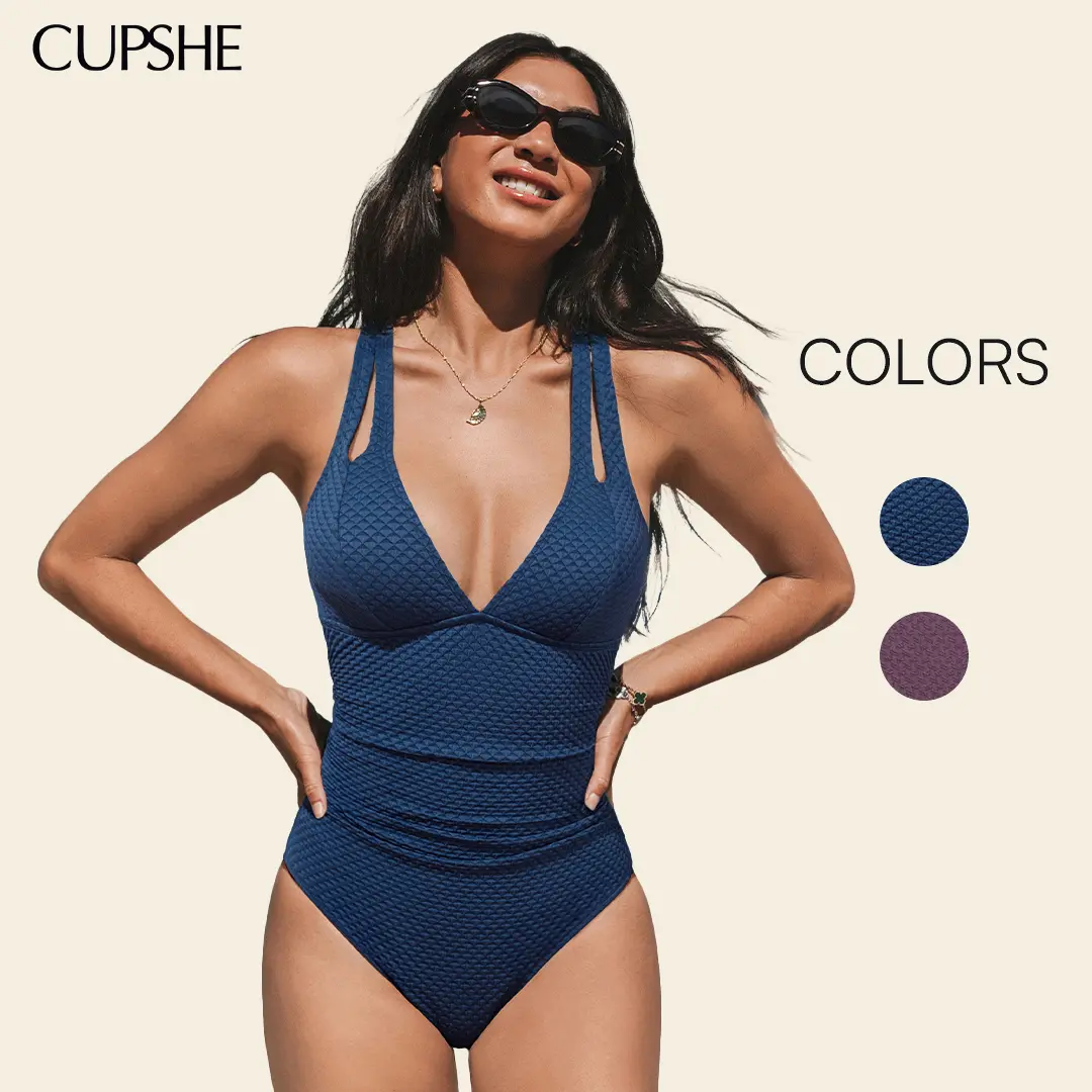 CUPSHE Keep Dreaming Tummy Control One-Piece Swimsuit Crossback Straps Removable Soft Cups Swimwear Onepieceswimsuit Swimoutfit Bathing suit #summerfinds