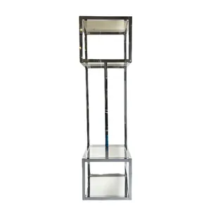Milo Baughman Style Cube Chrome Etagere with Glass Shelves