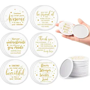 Inspirational Compact Mirror Bulk - 36Pcs White Gold Mini Portable Round Pocket Purse Makeup Mirrors, Sometimes You Forget You're Awesome Gift for Women Lover Coworker Friends Party Favors