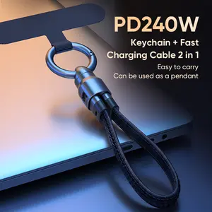 240W Type C Lanyard Cable PD240W Phone Laptop Leather Lanyard C to C Fast Charging Cable HNSJX-2