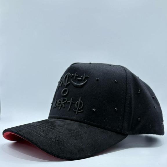 Rico o Muerto Piedreria Snapback Cap - Black with Embroidered "RICHT" & "O MUERT" Text, Classic Style, Adjustable Fit