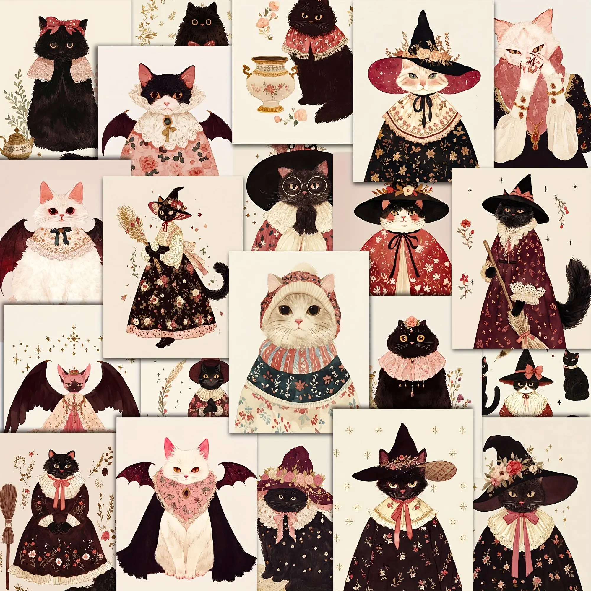 Cat Pattern Sticker, 108pcs/set Self-adhesive Aesthetic Scrapbook Sticker, DIY Decorative Sticker for Scrapbooking, Journaling, Gift Wrapping, Art Stickers