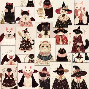 Cat Pattern Sticker, 108pcs/set Self-adhesive Aesthetic Scrapbook Sticker, DIY Decorative Sticker for Scrapbooking, Journaling, Gift Wrapping, Art Stickers