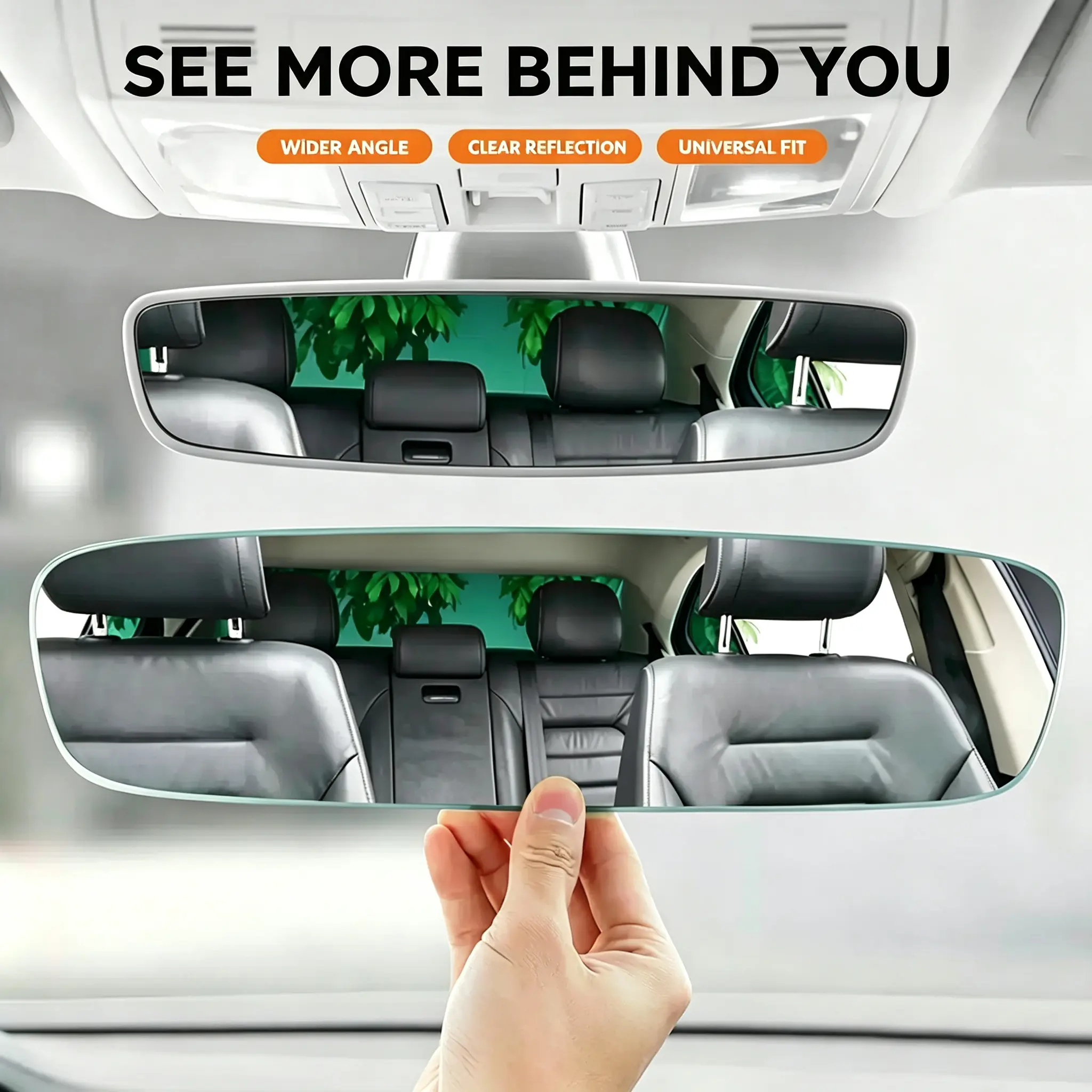 Car Interior Wide-View Rearview Mirror - High-Definition Wide-Angle Flat-Surface Driving Accessory for Blind Spot Assistance and Reversing
