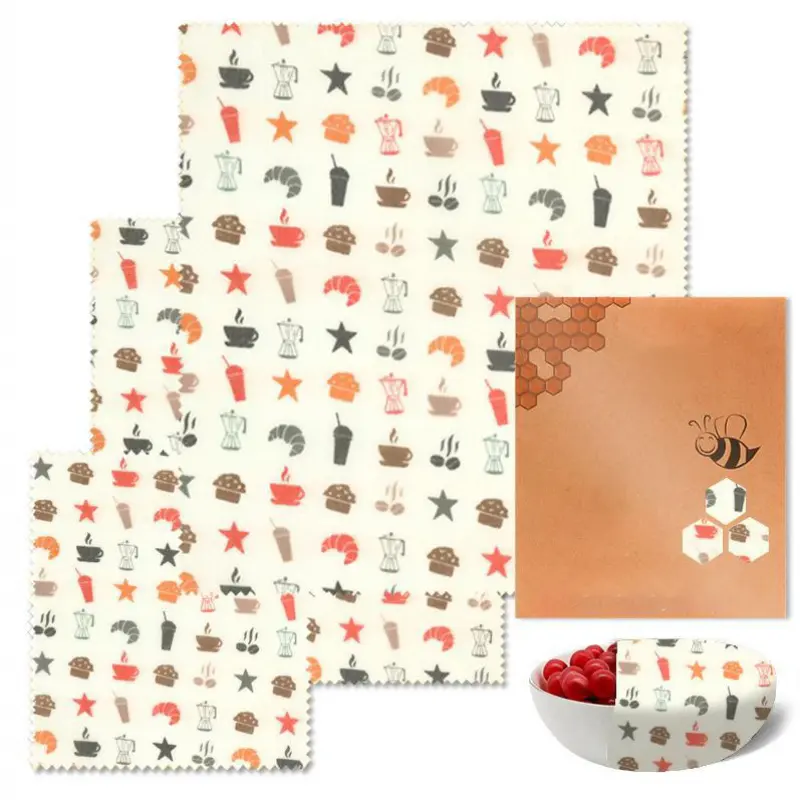 Beeswax Fresh-Keeping Cloth and Fresh-Keeping Paper, Reusable Food Packaging Cotton Cloth, Sandwich Packaging and Bowl Lid Reusable, Plastic-Free Food Storage