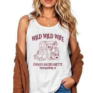 Wild Wild Wife Custom Cowgirl Bachelorette Tank Top, Cherry Margarita Bach Merch, Personalized Bridal Party Tank