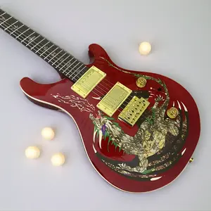 Custom PRS Artistic Dragon Inlay Guitar,Flame maple veneer,RED Gloss Solid body