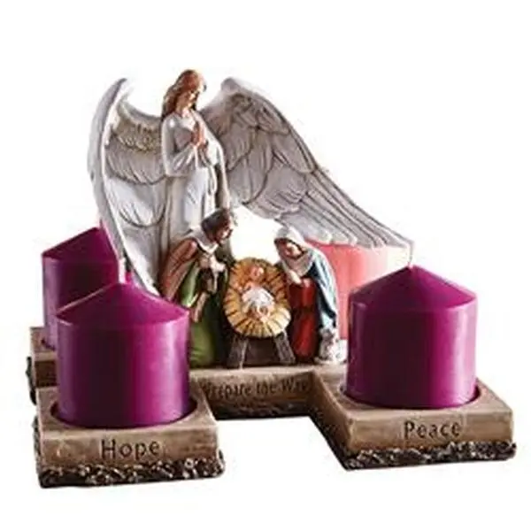 Christian Brands D3058 10 in. Nativity Advent Candleholder, Christmas Decor, Angel-Themed Home Decor Gift for Holiday Home Supplies