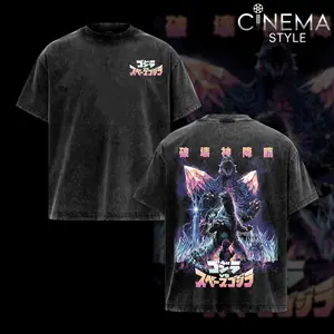Godzilla vs. SpaceGodzilla V2 Acid-Washed Cotton T-Shirt, Vintage Graphic Tee for Fans of the Series Godzilla, Top Streetwear Cotton Design for Men and Women, Unisex T-Shirt Hot