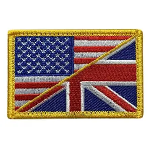 USA/UK Flag British USA Flag Patch [3.0 X 2.0 -Hook Fastener -MTB3]