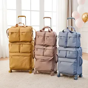 [2pcs Multi-Purpose Bag Set] 2pcs Multi-Purpose Suitcase Shoulder Bag Set Men And Women Multi-Function Sports Shoulder Bag Fitness Bag Men's Travel Bag Ultra-Light Large Capacity 24-Inch Suitcase Silent Universal Wheel Trolley Suitcase 20-Inch Cabin Suitc