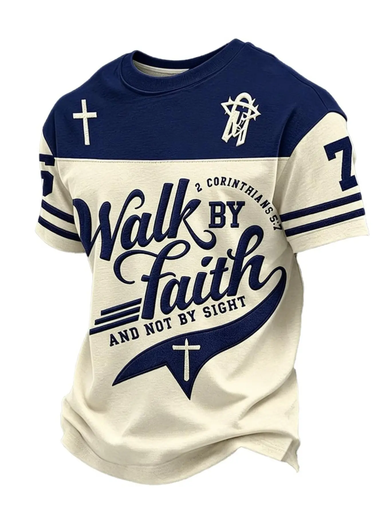 Act by faith, not by sight Christian T-shirt Men'S Jesus Cross 3D printed T-shirt