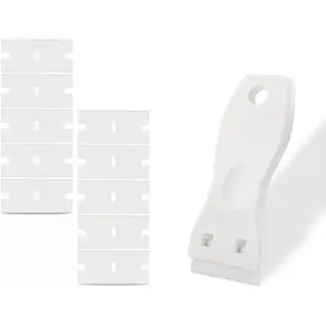 Plastic Razor Scraper with 10 count Double Edged Plastic  Hair Extension Tool for Debris Sticker Label  Glass Windows Removal Scraper Tool (White&White)