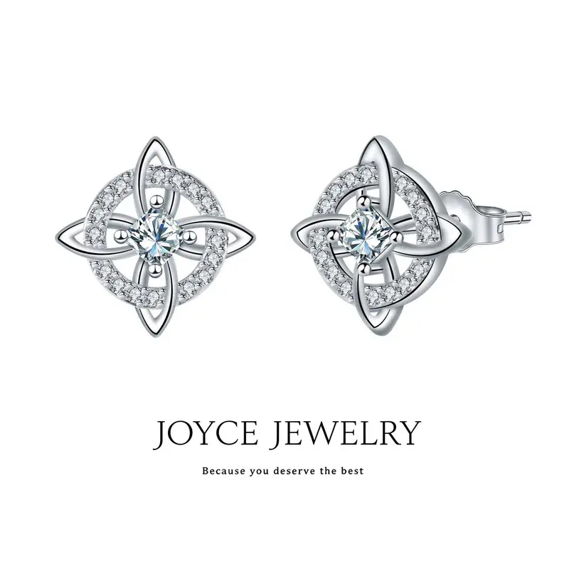 Women's Specialty Artificial Zircon Gemstone Celtic Knot Witch Knot Elegant Stud Earrings - High-End Ethnic Fashion Accessories, Comfortable & Lightweight Secure Fit Jewelry, Ideal for Everyday Wear, Party Gifts