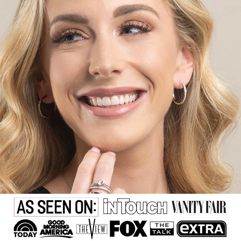 Cate & Chloe Bianca 18k White Gold Plated 25mm Hoop Earrings for Women – 34 Simulated Diamond Crystal Hoops – Hypoallergenic, Lead & Nickel Free Lightweight Earrings with Secure Latch Back – Premium Gift Box Included, American Owned Brand