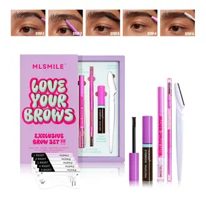 4 IN 1 Eyebrow Pencil Kit, Double-ended Eyebrow Tint Makeup Set Waterproof Long-lasting, with Tinted Eyebrow Mascara & Eyebrow Trimmer & & Brow Stencil & Brush , Perfect Bushy Eyebrows | 4 Colors
