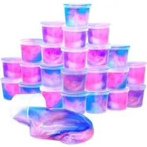 24 Pack Unicorn Galaxy Slime, Party Favor for Kids Girls & Boys, Adults, Non Sticky, Stress & Anxiety Relief, Wet, Super Soft Sludge Toy Easter Basket Filler