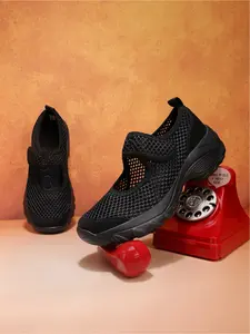 All-Season Comfort Mom Shoes - Breathable Slip-On Walking Flats with Non-Slip Rubber Sole & Ergonomic Arch Support | Easy On/Off Mesh Walking Shoes