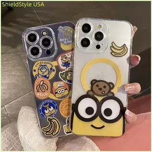 funny M- Minions Magsafe Magnetic Phone Case for iPhone 16 15 14 13 12 11 8 7 Plus Pro Max X XR XSMax Soft Clear Tpu Cover Unique Creative