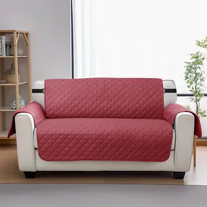 Clearance Sale - Reversible Sofa Cover with Elastic Straps Pet-Friendly Sofa Protector Waterproof Furniture Cover Fits Two-Seater Sofas (Burgundy/Tan)