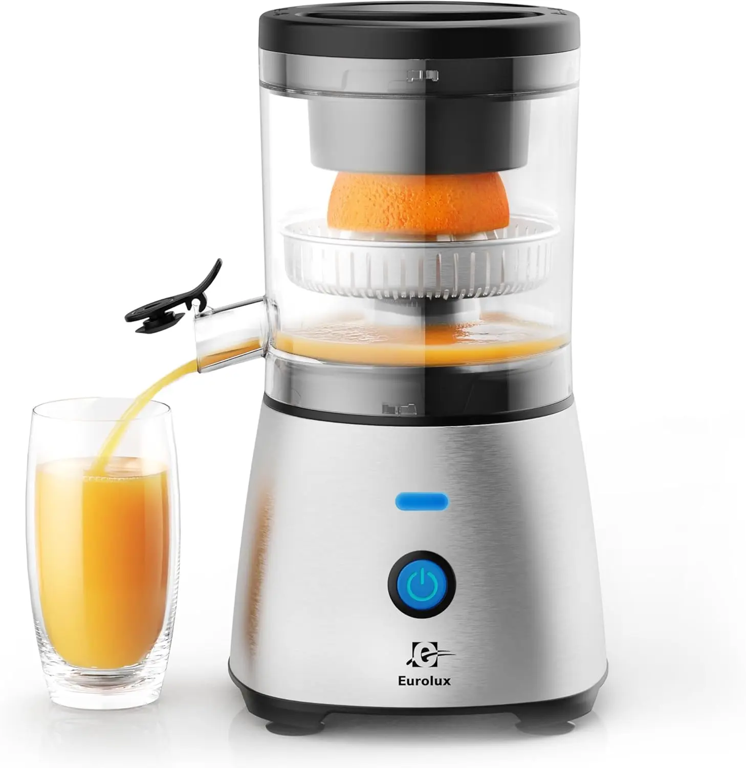 Hands-Free Electric Citrus Juicer – Stainless Steel, Compact & Easy to Use