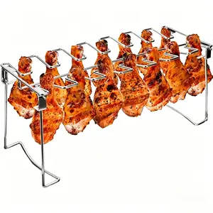 Metal Chicken Drumstick Rack, Multi-Grid Non-Stick Grill Rack, Dishwasher-Safe BBQ Accessory, Ideal for Camping and Outdoor Cooking, BBQ Grill Accessories