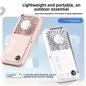 tylish and versatile personal fan with digital display, foldable design, and dual-use for neck hanging or handheld. Built with ice compress cooling technology, USB rechargeable, ultra-portable for outdoor, travel, office and daily use. Low noise, strong w