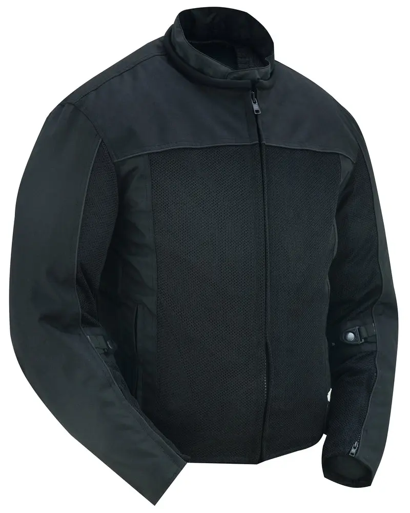 DANIEL SMART ThunderStrike Men's Textile Motorcycle Jacket - Removable Waterproof Liner, Removable Thermal Liner, 360 Ventilation, Collared Neck, Plain Design (High-Visibility Motorcycle Riding Jacket)