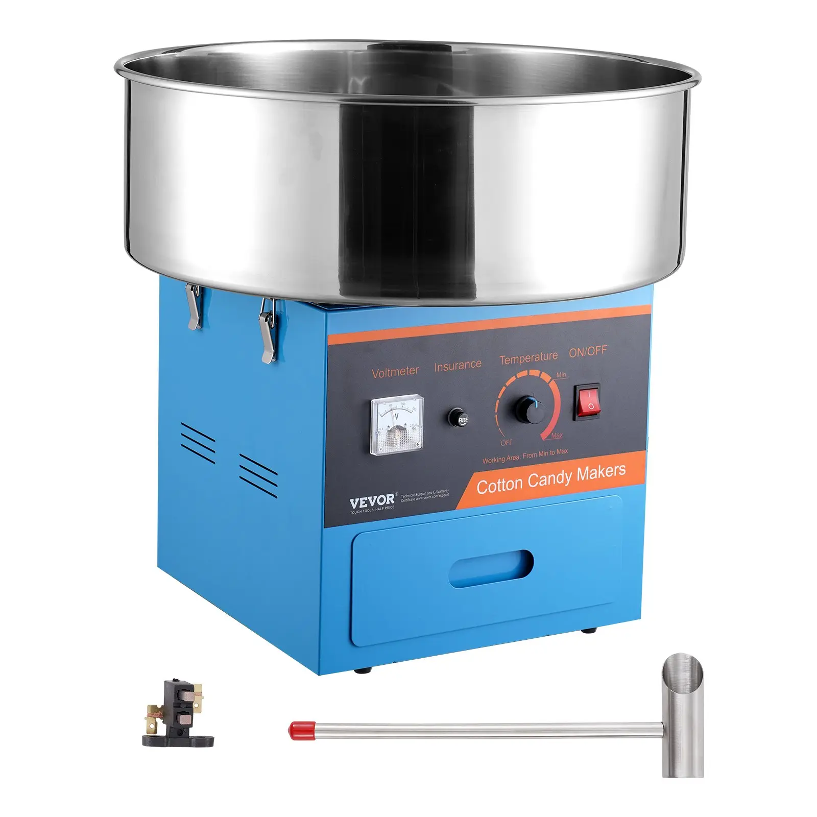 【Summerfinds】VEVOR Electric Cotton Candy Machine, 1000W Candy Floss Maker, Commercial Cotton Candy Machine with Stainless Steel Bowl, Sugar Scoop, and Drawer, Perfect for Home Kids Birthday, Family Party, Blue Candymakers