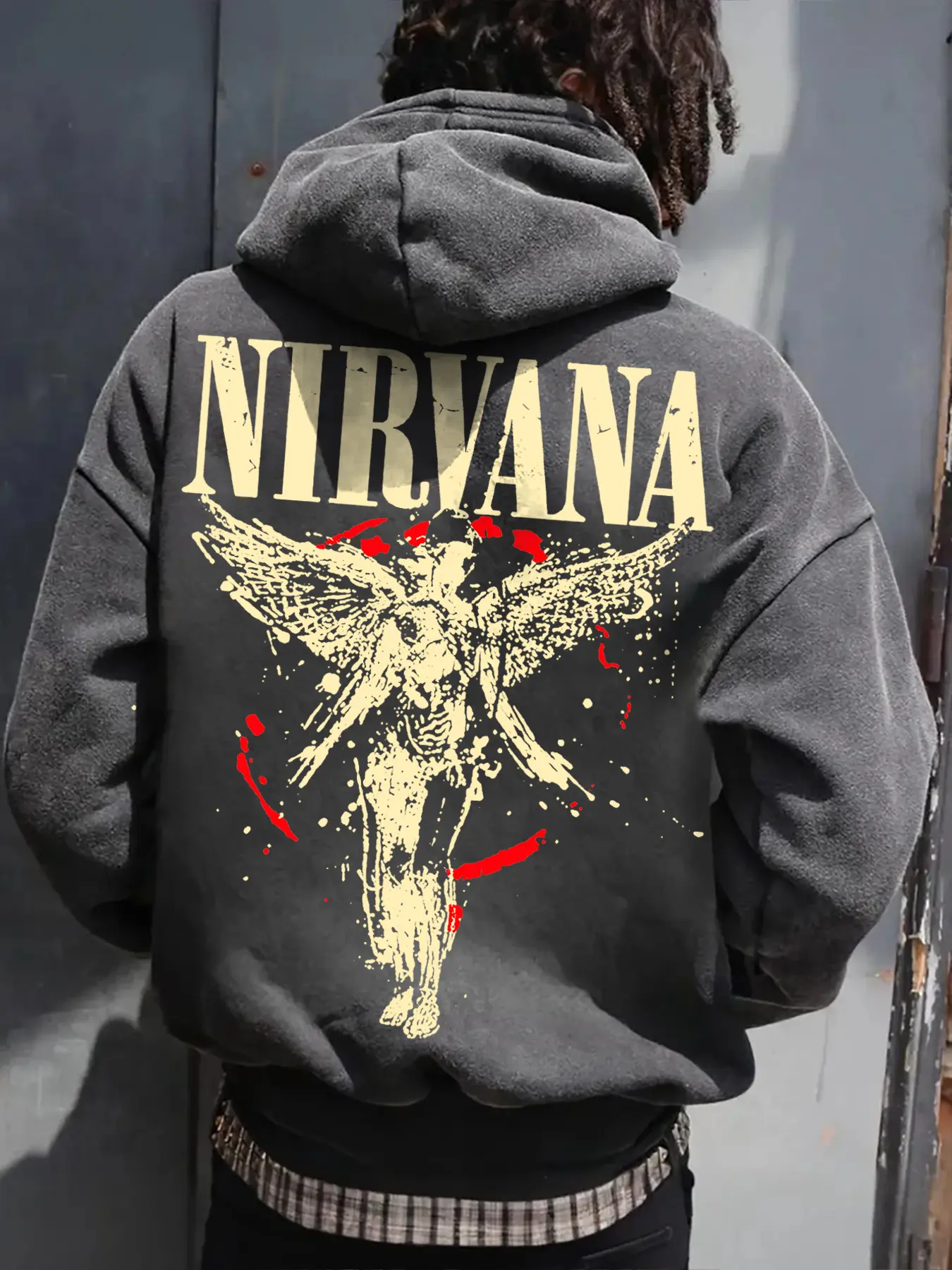トップス Ameri vintage NIRVANA VINTAGE LIKE SWEAT Men's American Vintage Washed Nirvana Band Angel Print Hoodie