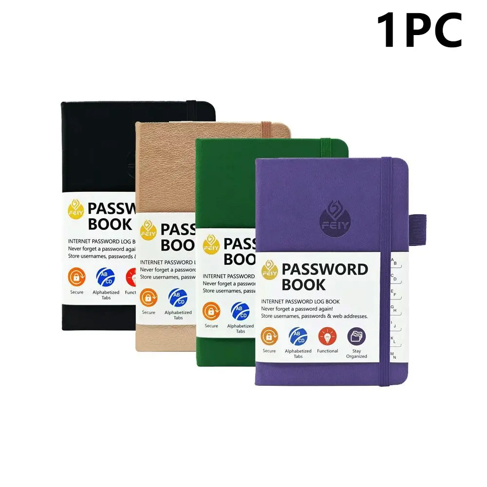 Password book with letter labels. Hardbound password manager notebook for the elderly, Internet password log diary, computer and website login address manager, pocket size, Hardcover Journal