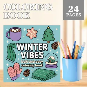 2025 new, 1pc Winter Vibes coloring book, new thick paper, 24 page single-sided printing, perfect gift for New Year, Christmas, Thanksgiving, birthdays, parties - for mindfulness and stress relief