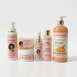 Glow Bundle Skincare Set of 6 – Shower Gel, Body Cream, Face Cream, Soap, Oil & Serum