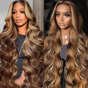 PIOGH Honey Blonde Lace Wig Human Hair 180 Density 4/27 Highlight Ombred Colored 13x6 HD Lace Front Wigs Human Hair Body Wave Lace Front Wig Human Hair Pre Plucked Lace Frontal Wigs Human Hair for Women