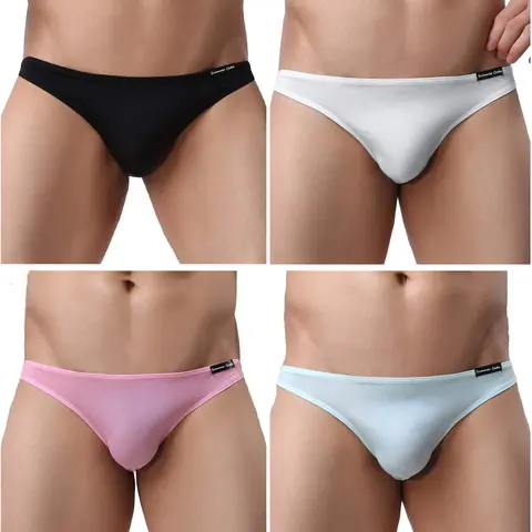 Men's Bikini Briefs Underwear 4 Pack Classic Low Rise Stretchy Hip Briefs Bikini, MultiColor S-XXL