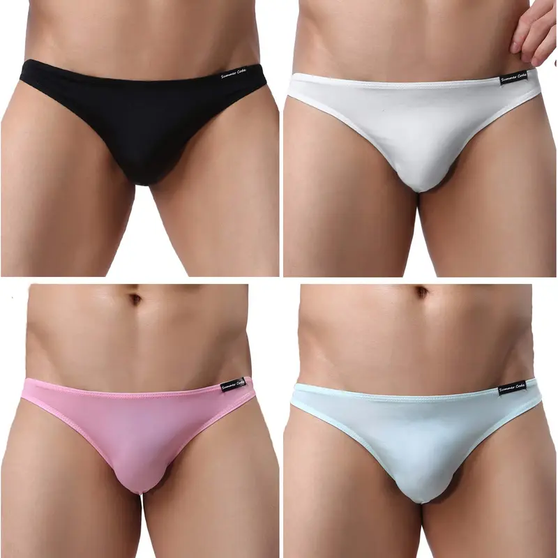Men's Bikini Briefs Underwear 4 Pack Classic Low Rise Stretchy Hip Briefs Bikini, MultiColor S-XXL