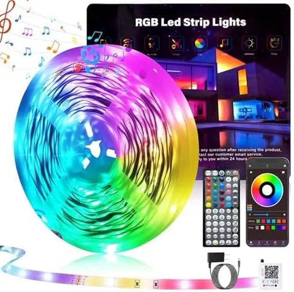 100FT Led Lights for Bedroom, Color Changing RGB Led Strip Lights | Music Sync Led Light Strip with Remote and App Control, DIY Led lights for Room Home Indoor Decor Ambient Lighting (1*100FT)