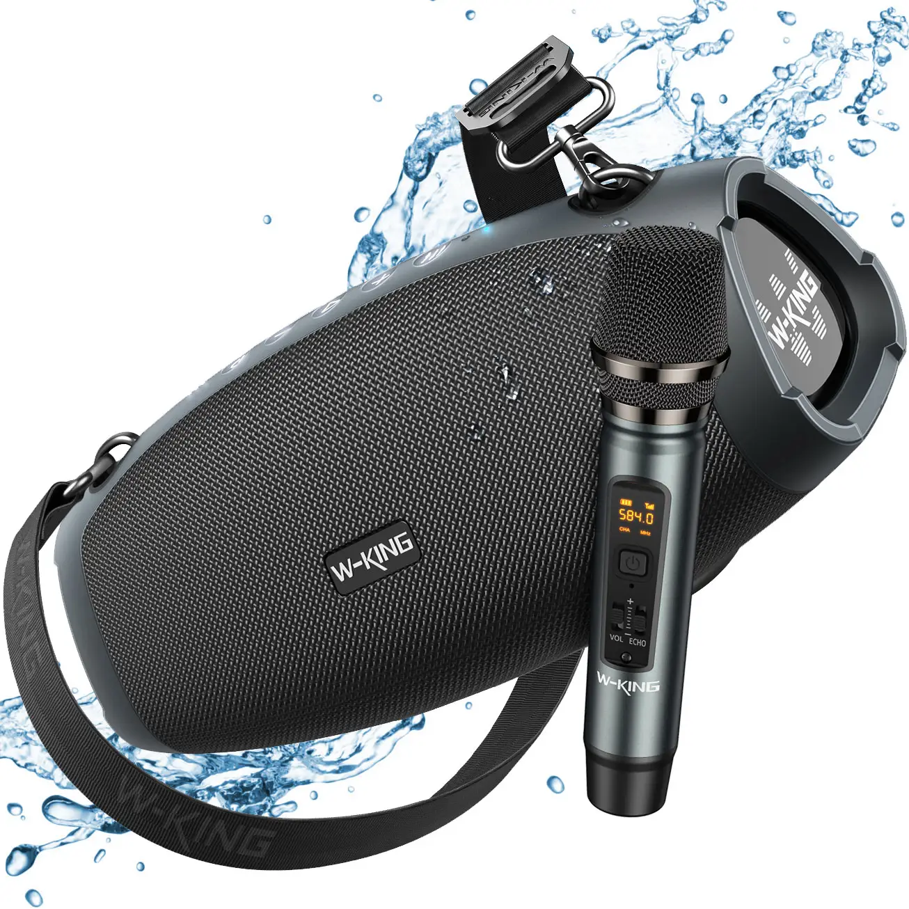 W-KING 120W Portable Bluetooth Speaker with Wireless Microphone,  IPX6 Waterproof, Triple Passive Radiators-Deep Bass/Hi-fi/DSP/Power Bank/TF/AUX/EQ/O
