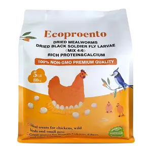 Ecoproento Dried Mealworms - Nature Non-GMO Dried Mealworms & BSF Larvae Mix - Nutritional Balance High Protein & Calcium for Chicken Wild Bird Laying Hens Treats