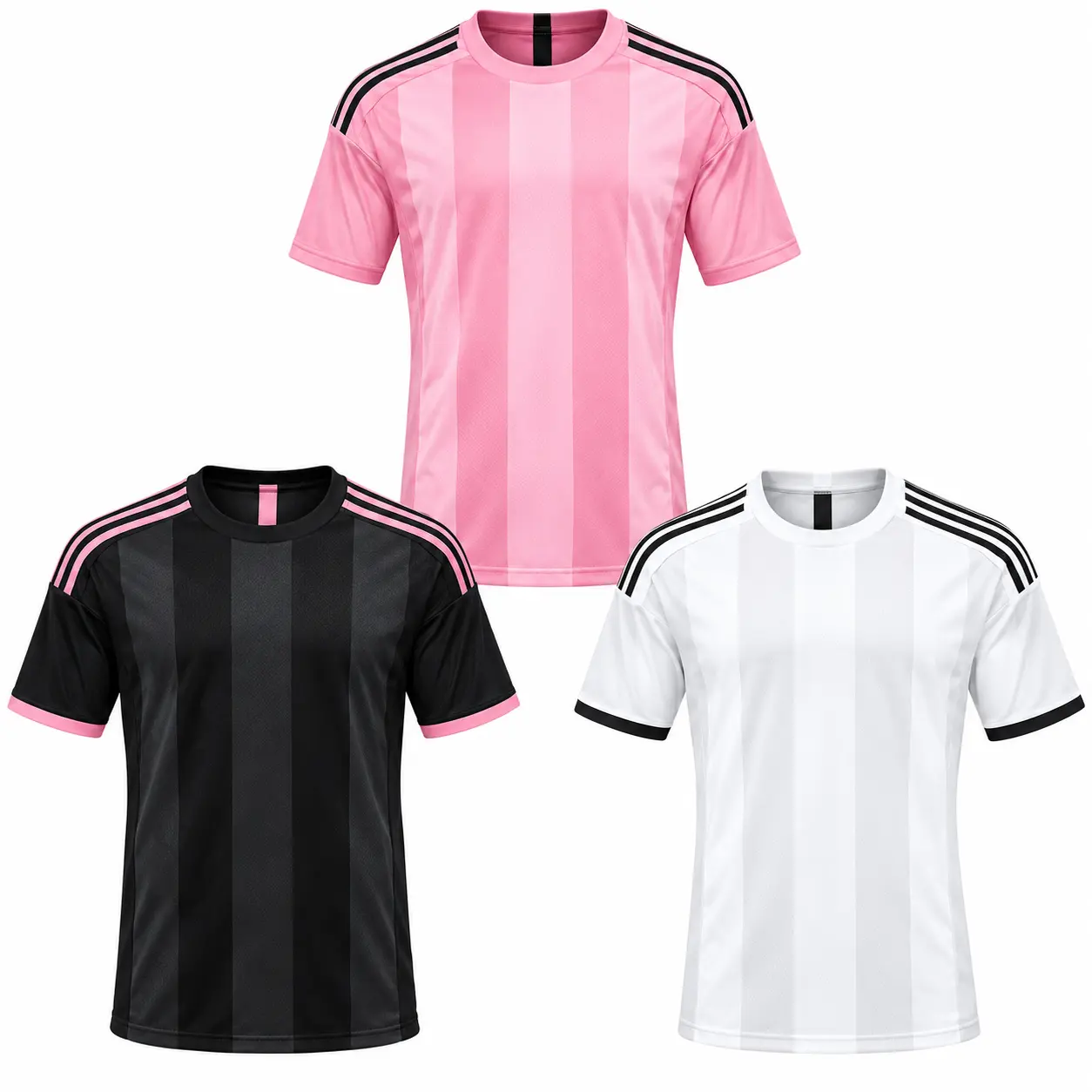 Full Team Logo Unisex Soccer Jersey for Men & Women – Pink, Black & White Geometric Design, Lightweight Breathable Football Shirt, Short Sleeve Sportswear, Game Day Fan Apparel, Kids Youth Adult & Plus Sizes